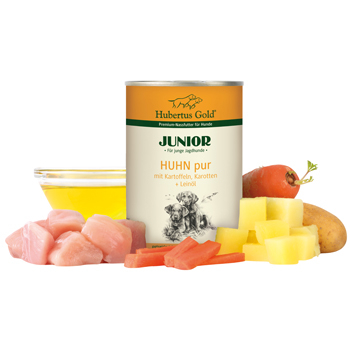 Junior Huhn pur mit Kartoffeln und Karotten + Leinöl 400g