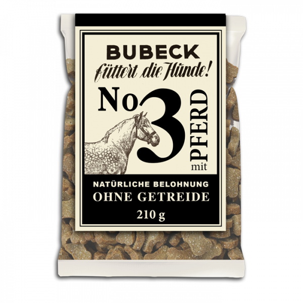 Bubeck - No. 3 mit Pferd - getreidefrei - gebackenes Hundeleckerli, 210 g