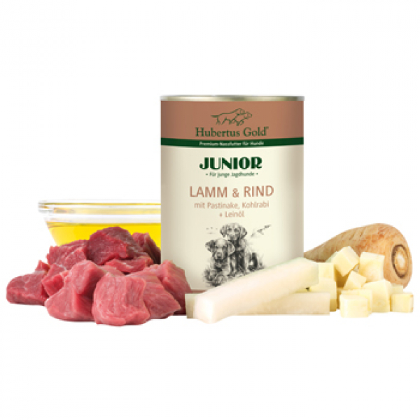 Junior Lamm & Rind mit Pastinaken, Kohlrabi + Leinöl 400g