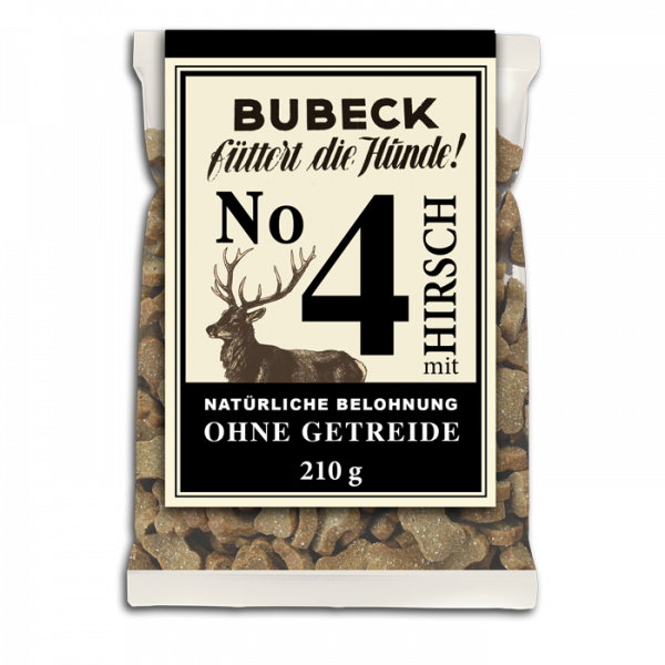 Bubeck - No. 4 mit Hirsch - getreidefrei - gebackenes Hundeleckerli, 210 g